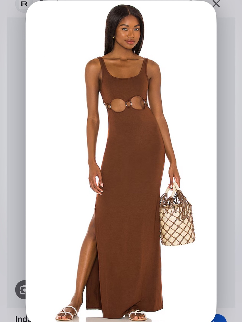 Indah Brown Ring-Detail Tank Maxi Dress